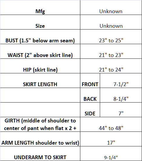 Measurements of pink glitter infused stretch velvet ice skating dress, mfg unknown